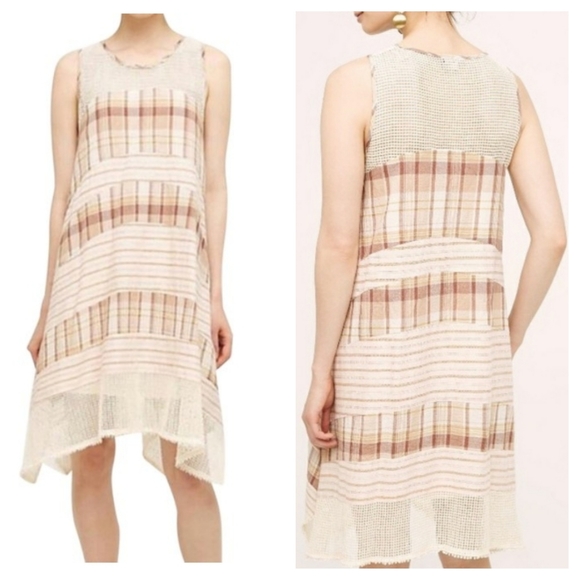 Checkered tank style swing dress with mesh details - Picture 4 of 7